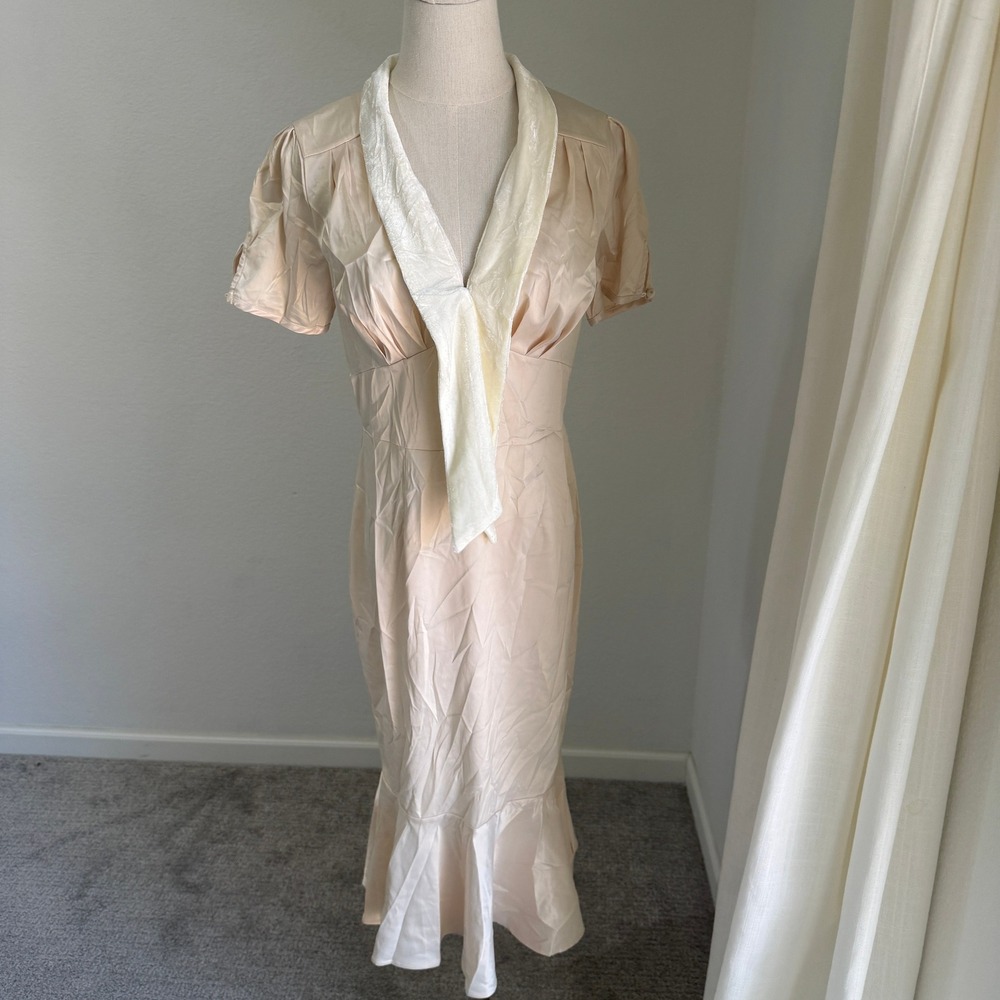 Unique Vintage‎ Cream 1940s Style Mermaid Dress 6-8 Retro Pinup Old Hollywood
